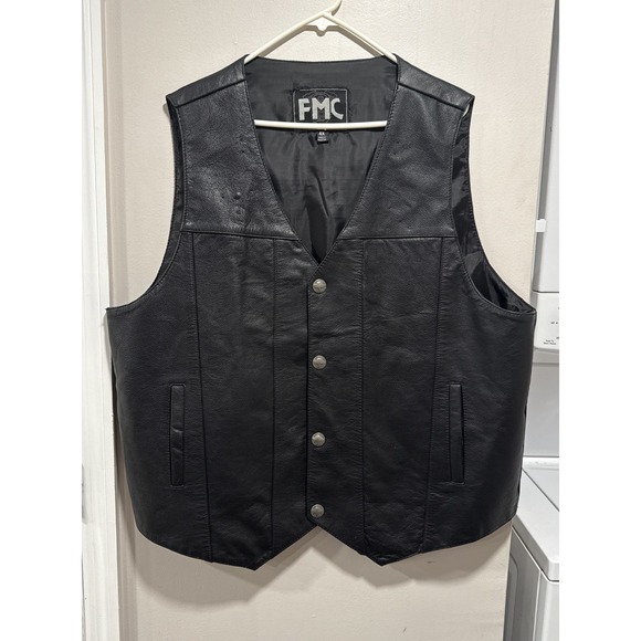 Palatka Picker Other - First Manufacturing Men's Western Buffalo Nickel Snaps Motorcycle Vest‎ Size 4XL